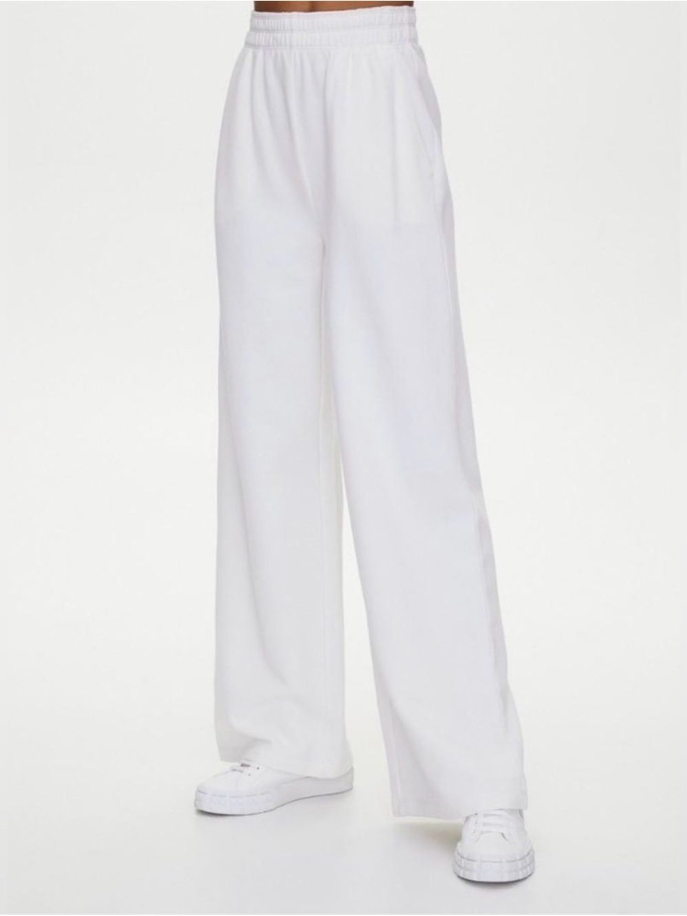 TNA Tearaway White Elastic-Waist Wide Leg Pants